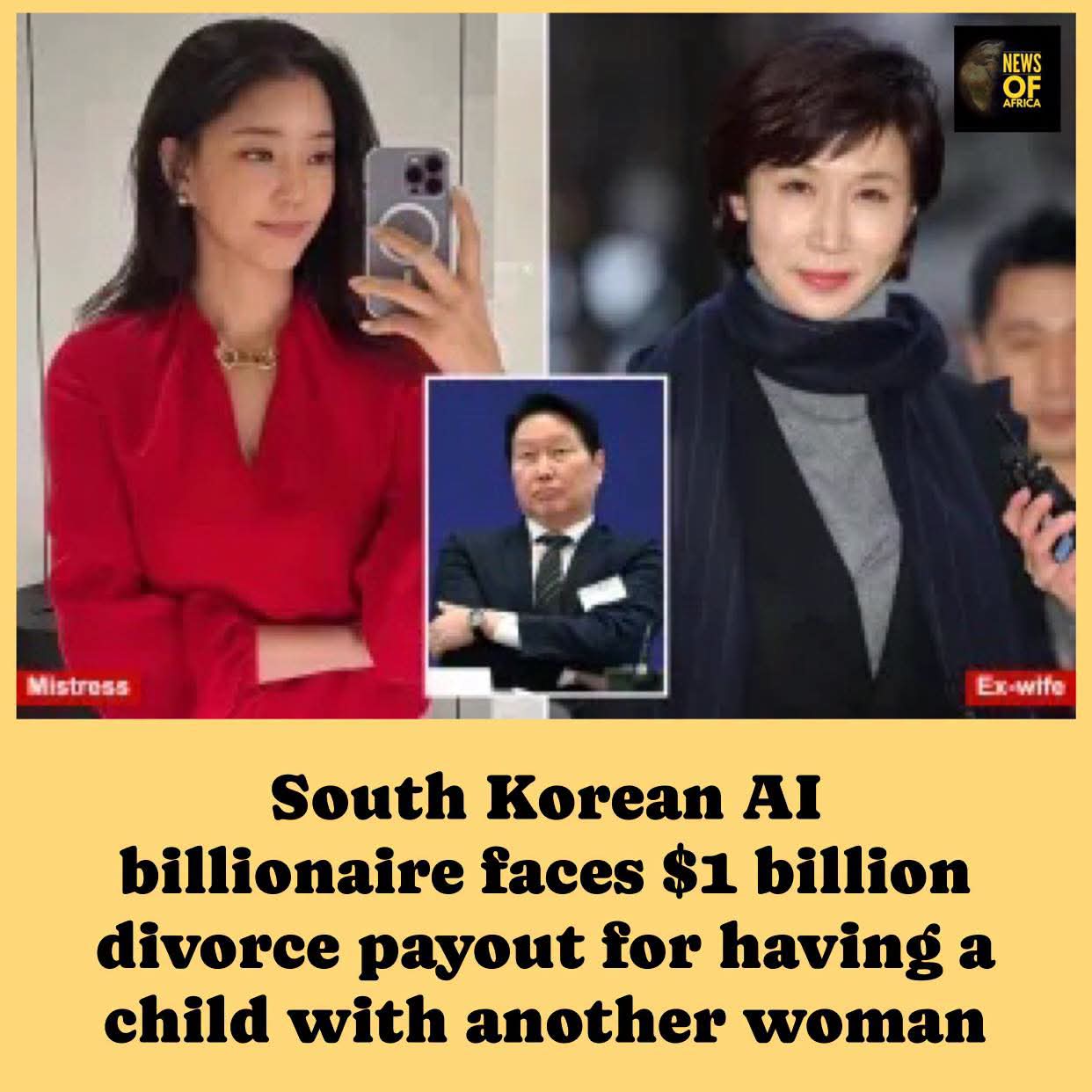 SOUTH KOREA: South Korean AI billionaire faces $1 billion divorce payout for having a child with another woman