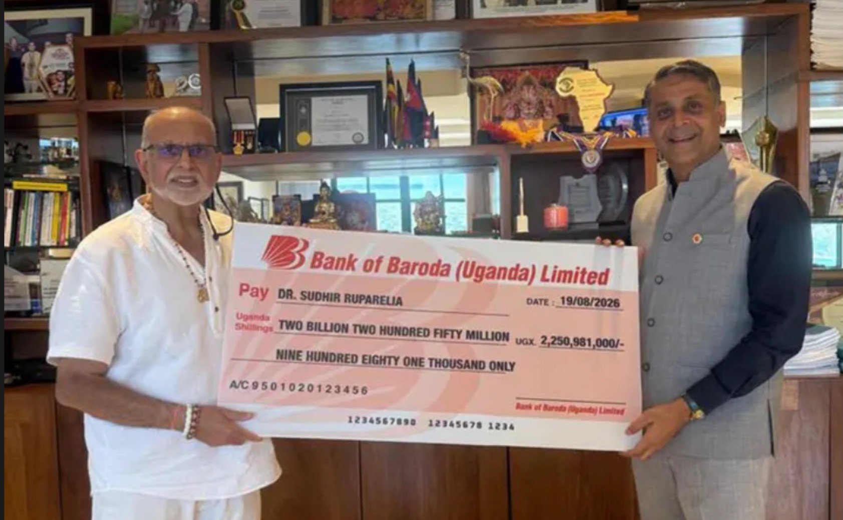 BANK OF BARODA SHS2.5B DIVIDEND PAYMENT TO DR. SUDHIR RUPARELIA IS AN EYE OPENER.