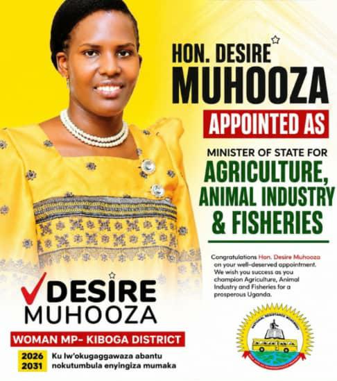 President Museveni Appoints Kiboga Woman MP Hon Desire Muhooza State Minister for Agriculture