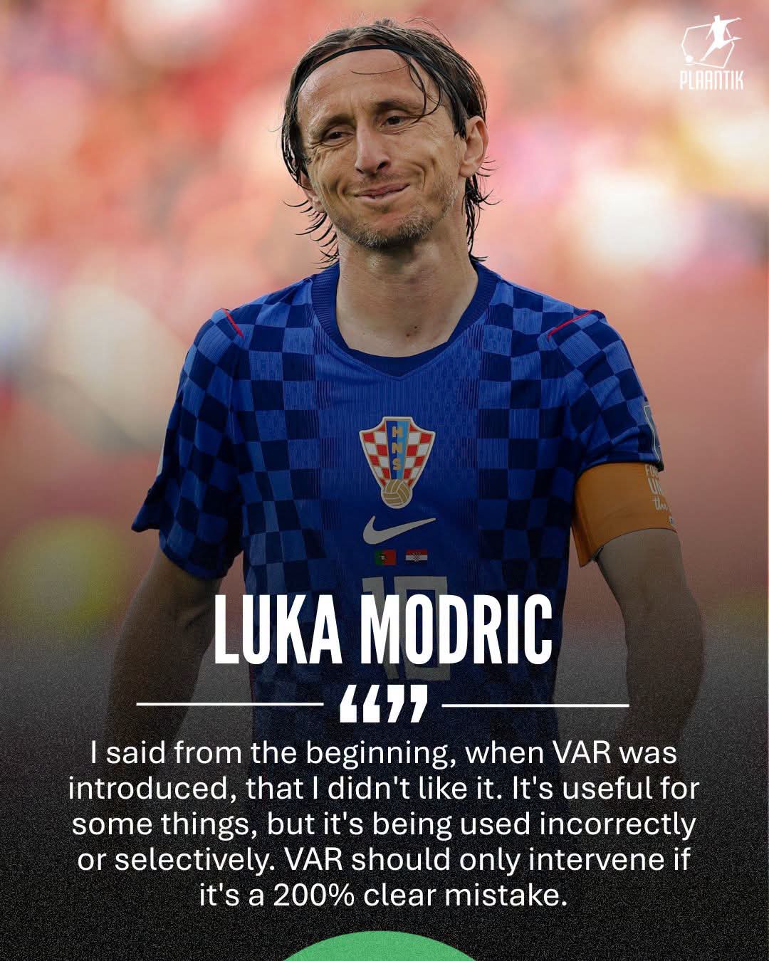 Croatia captain Luka Modric with some strong words against the refereeing and VAR interventions after their World Cup exit against Portugal: 